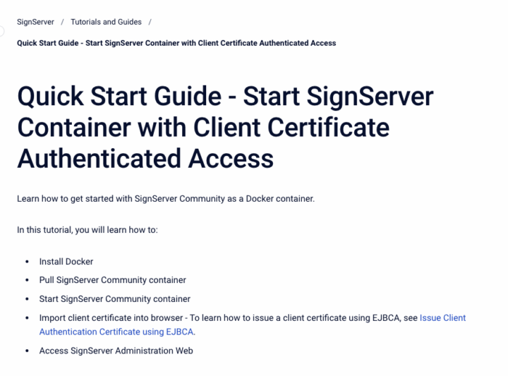 Start SignServer Container with Client Certificate Authenticated Access